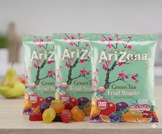 Arizona Gummies Fruit Snacks Green Tea 5 oz Bag 3 Pack