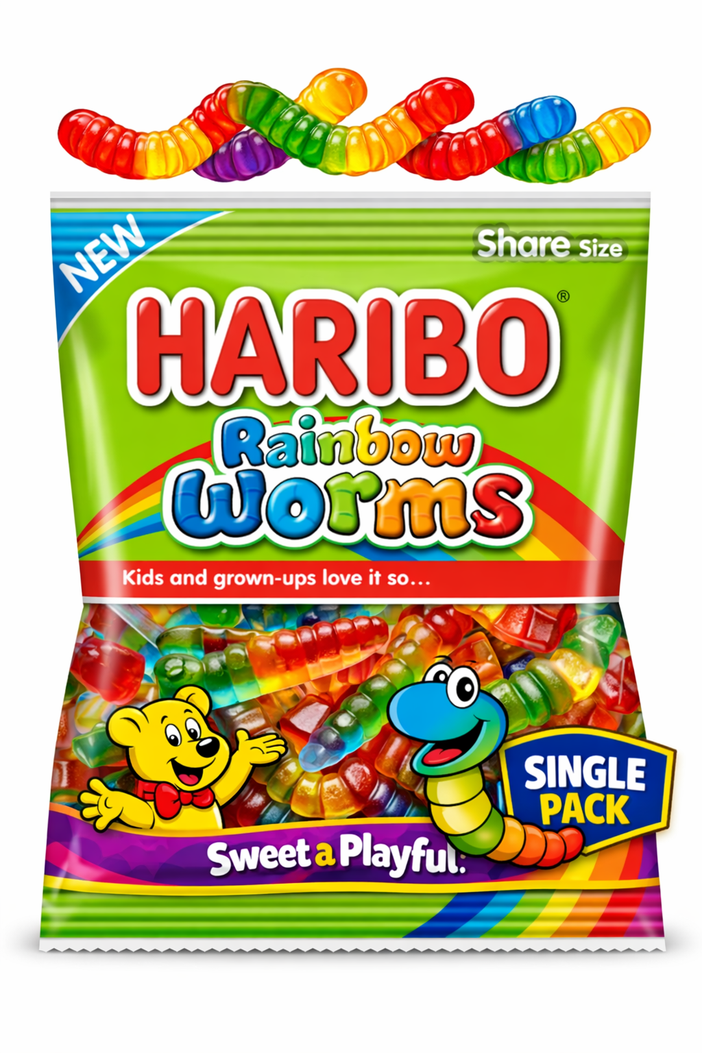 Haribo Gummies Rainbow Worms 5 oz 3 Pack