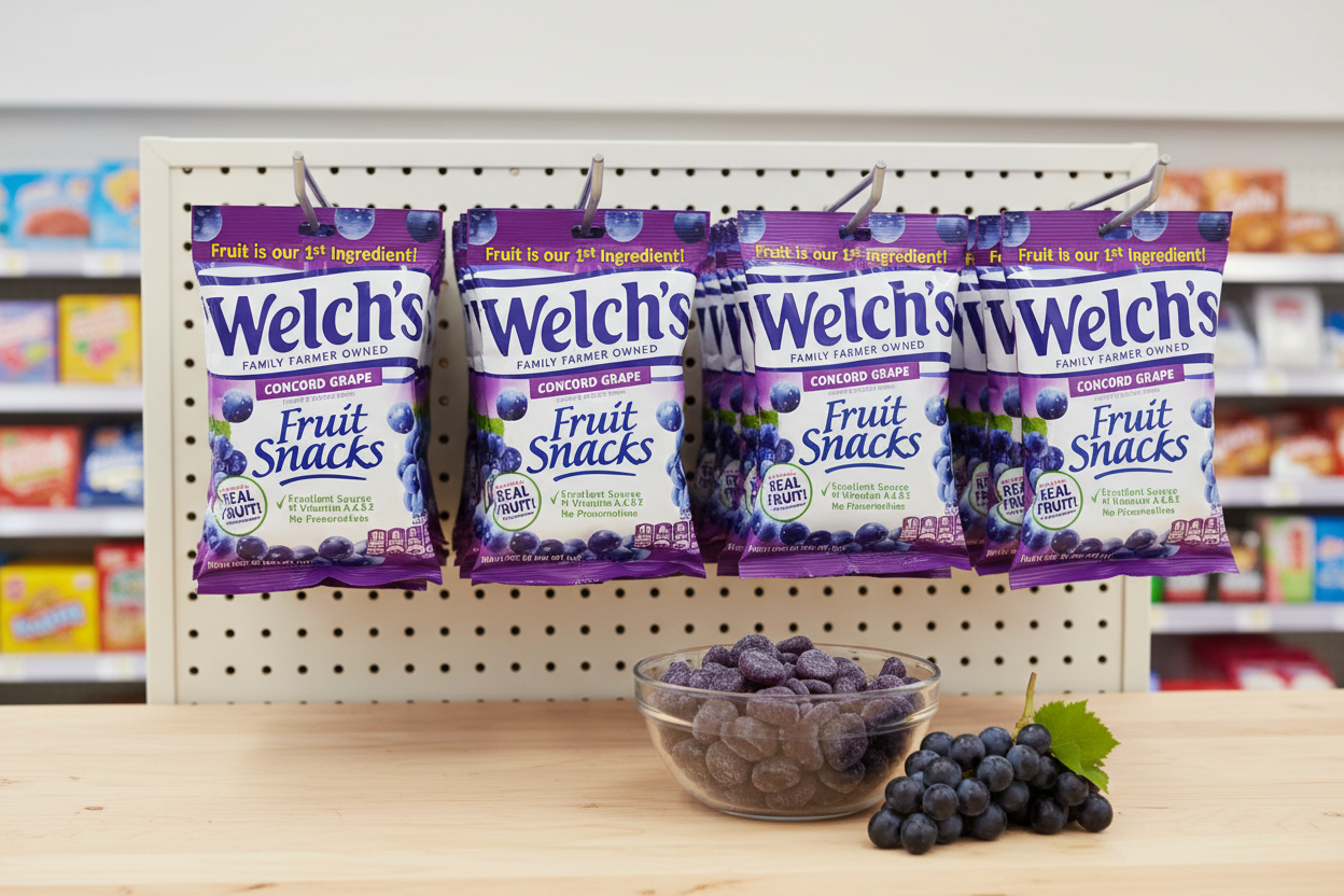 Welch's Concord Grape Fruit Snacks — 5 oz Bags, Box of 12