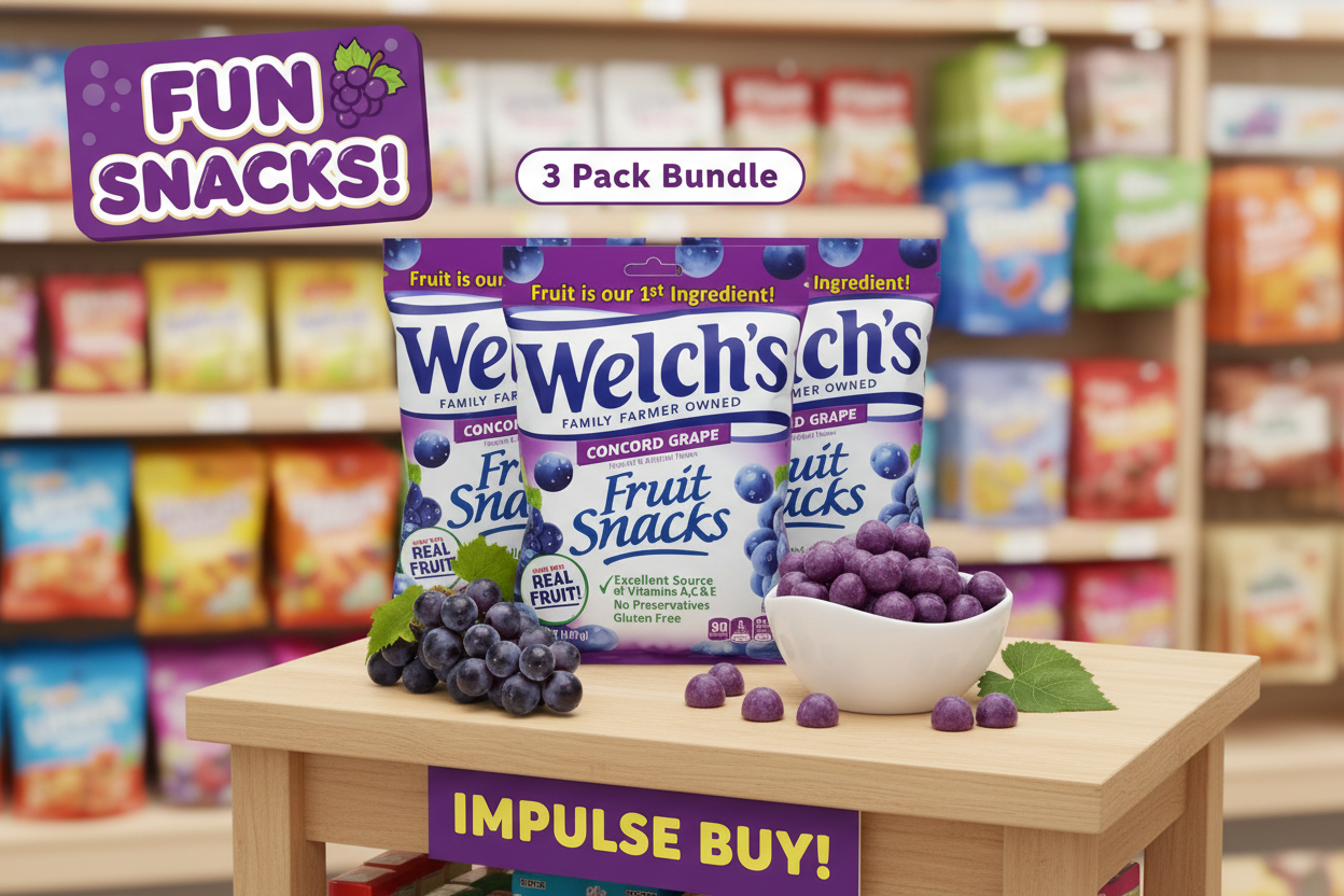 Welch's Concord Grape Fruit Snacks — 5 oz Bags, 3-Pack