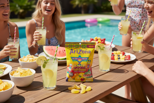 Arizona Sour Lemonade Gummies pool party summer lifestyle