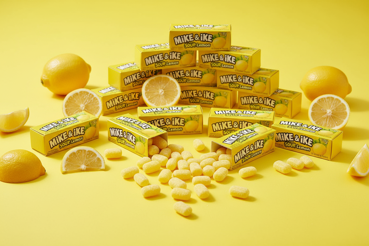 Mike and Ike Sour Lemon pack of 24 citrus lemon spill lifestyle