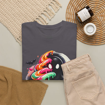 Sugar & Shadows Tee — Colorful Candy Ghost Halloween T-Shirt