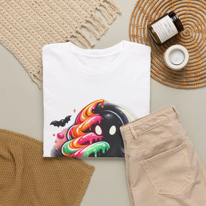 Sugar & Shadows Tee — Colorful Candy Ghost Halloween T-Shirt