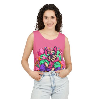 Retro Street Dog Tank Top — Colorful Cool Frenchie Graphic