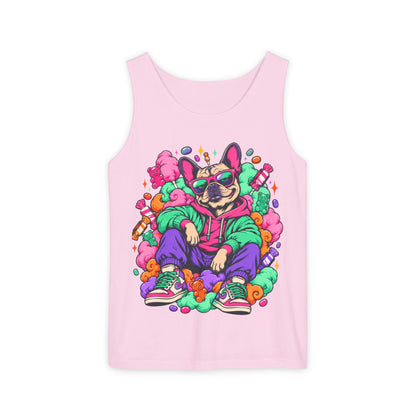 Retro Street Dog Tank Top — Colorful Cool Frenchie Graphic