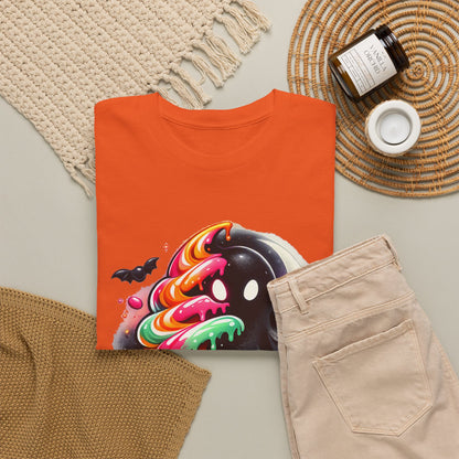 Sugar & Shadows Tee — Colorful Candy Ghost Halloween T-Shirt