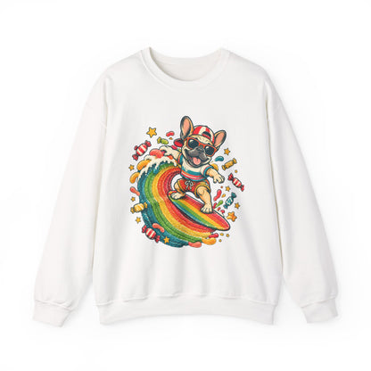 French Bulldog Surfing Rainbow Sweatshirt