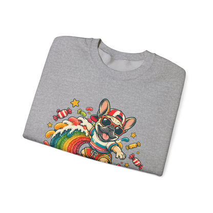 French Bulldog Surfing Rainbow Sweatshirt