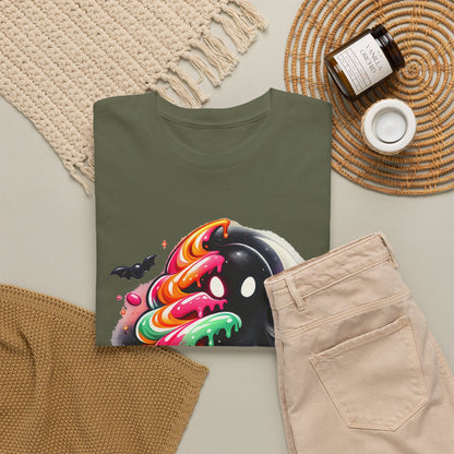 Sugar & Shadows Tee — Colorful Candy Ghost Halloween T-Shirt