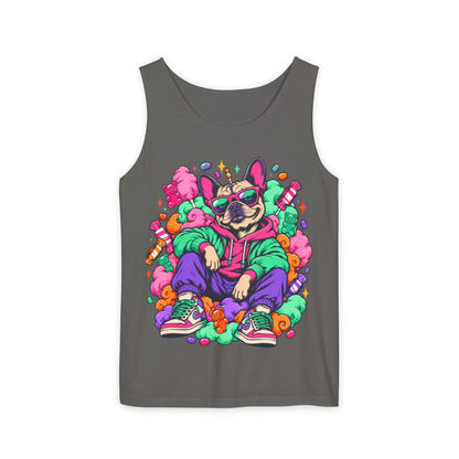 Retro Street Dog Tank Top — Colorful Cool Frenchie Graphic