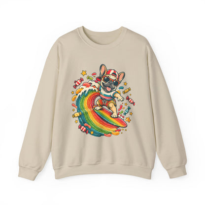 French Bulldog Surfing Rainbow Sweatshirt