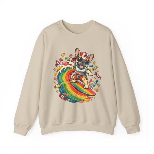 French Bulldog Surfing Rainbow Sweatshirt