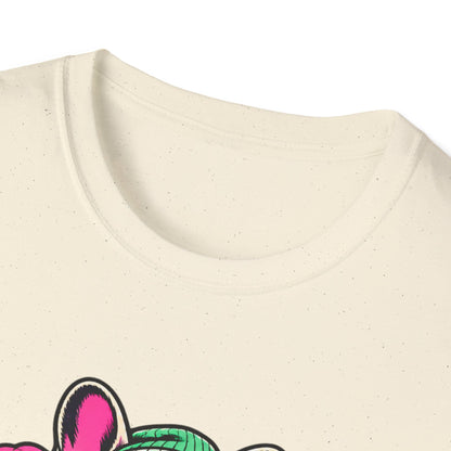 Pug Skateboard Graphic Tee – Retro Neon Streetwear Dog Shirt