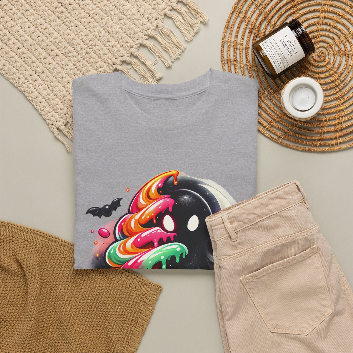 Sugar & Shadows Tee — Colorful Candy Ghost Halloween T-Shirt