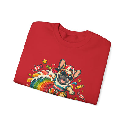 French Bulldog Surfing Rainbow Sweatshirt