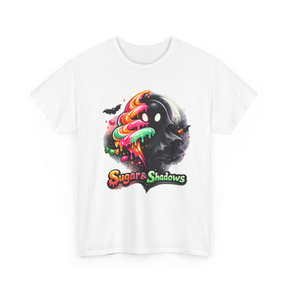 Sugar & Shadows Tee — Colorful Candy Ghost Halloween T-Shirt