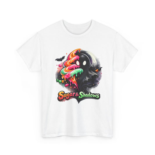 Sugar & Shadows Tee — Colorful Candy Ghost Halloween T-Shirt