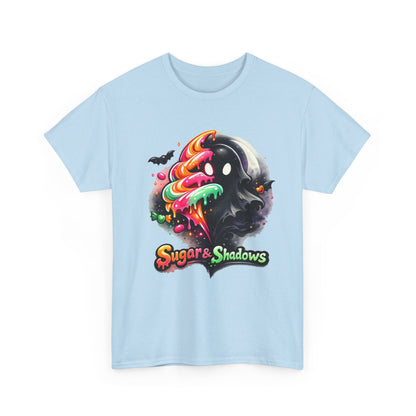 Sugar & Shadows Tee — Colorful Candy Ghost Halloween T-Shirt