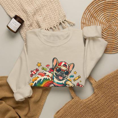 French Bulldog Surfing Rainbow Sweatshirt