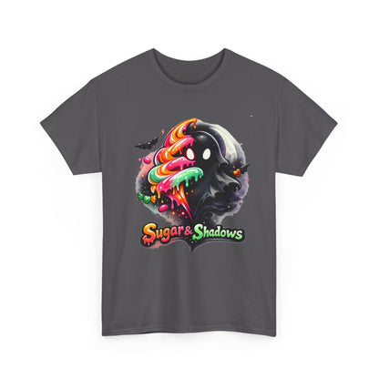 Sugar & Shadows Tee — Colorful Candy Ghost Halloween T-Shirt