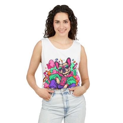 Retro Street Dog Tank Top — Colorful Cool Frenchie Graphic