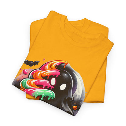 Sugar & Shadows Tee — Colorful Candy Ghost Halloween T-Shirt