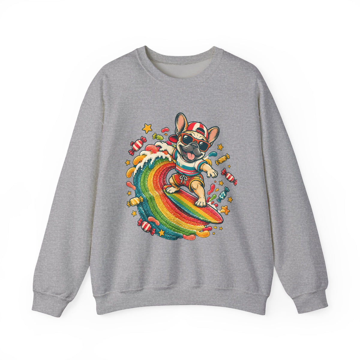French Bulldog Surfing Rainbow Sweatshirt