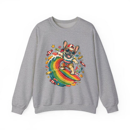 French Bulldog Surfing Rainbow Sweatshirt