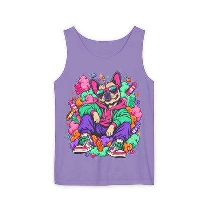 Retro Street Dog Tank Top — Colorful Cool Frenchie Graphic