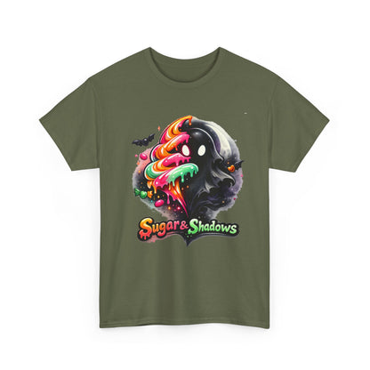 Sugar & Shadows Tee — Colorful Candy Ghost Halloween T-Shirt