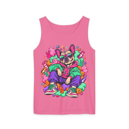 Retro Street Dog Tank Top — Colorful Cool Frenchie Graphic