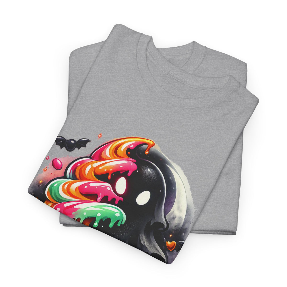 Sugar & Shadows Tee — Colorful Candy Ghost Halloween T-Shirt