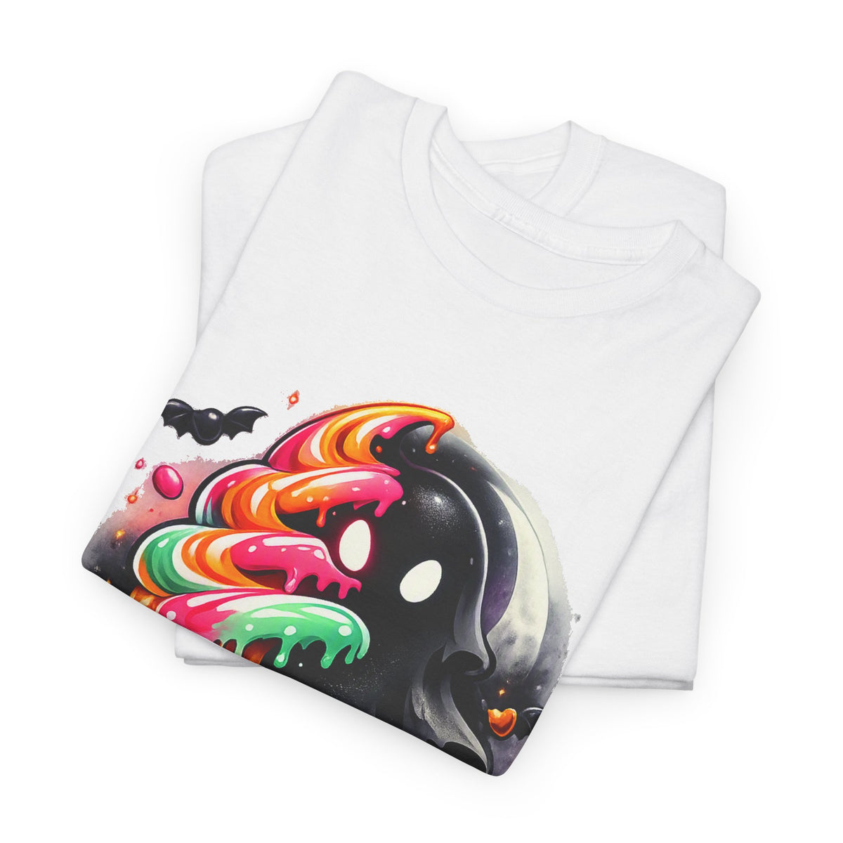 Sugar & Shadows Tee — Colorful Candy Ghost Halloween T-Shirt