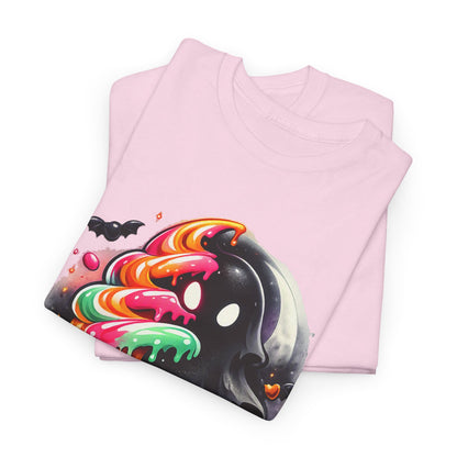 Sugar & Shadows Tee — Colorful Candy Ghost Halloween T-Shirt