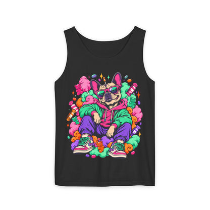 Retro Street Dog Tank Top — Colorful Cool Frenchie Graphic