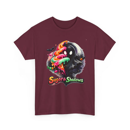 Sugar & Shadows Tee — Colorful Candy Ghost Halloween T-Shirt