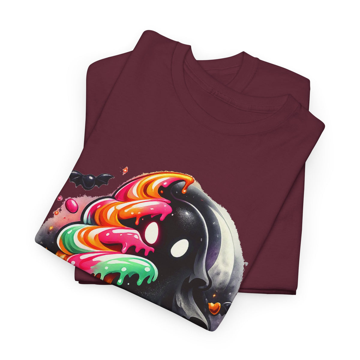 Sugar & Shadows Tee — Colorful Candy Ghost Halloween T-Shirt