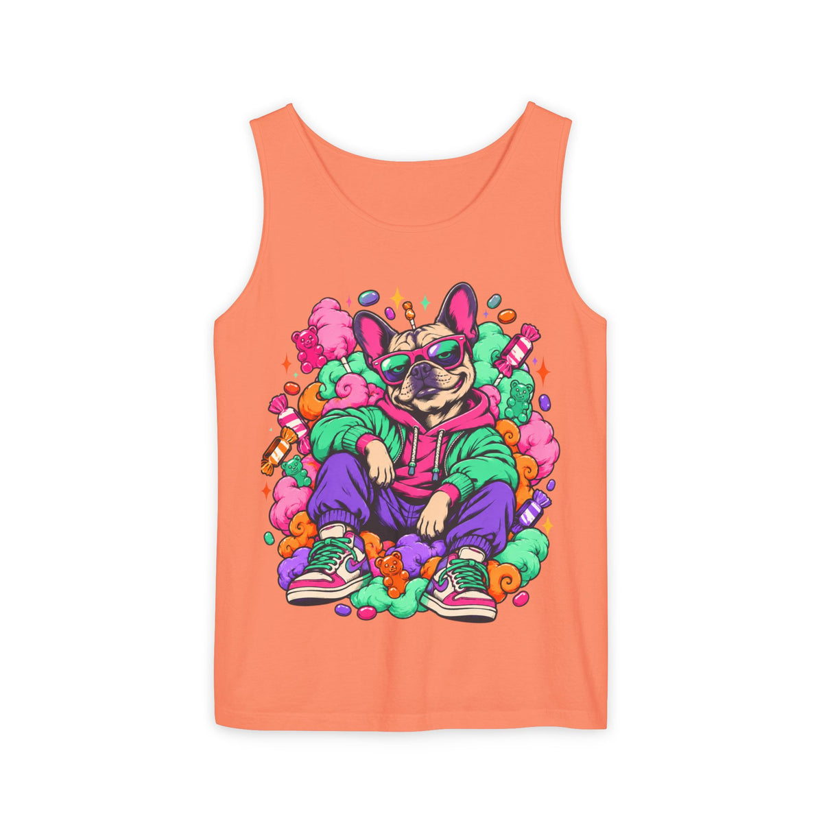 Retro Street Dog Tank Top — Colorful Cool Frenchie Graphic