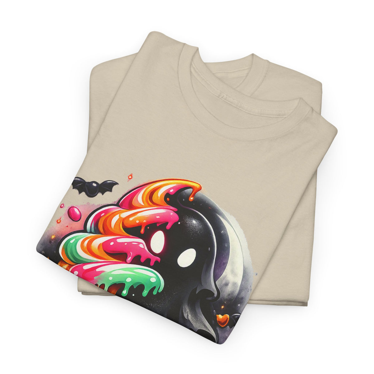 Sugar & Shadows Tee — Colorful Candy Ghost Halloween T-Shirt