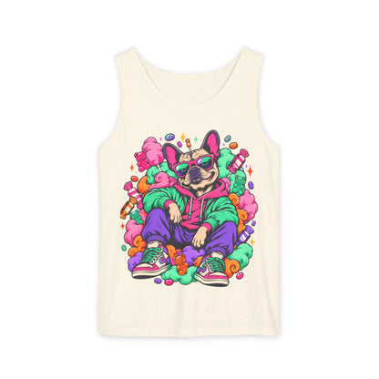 Retro Street Dog Tank Top — Colorful Cool Frenchie Graphic