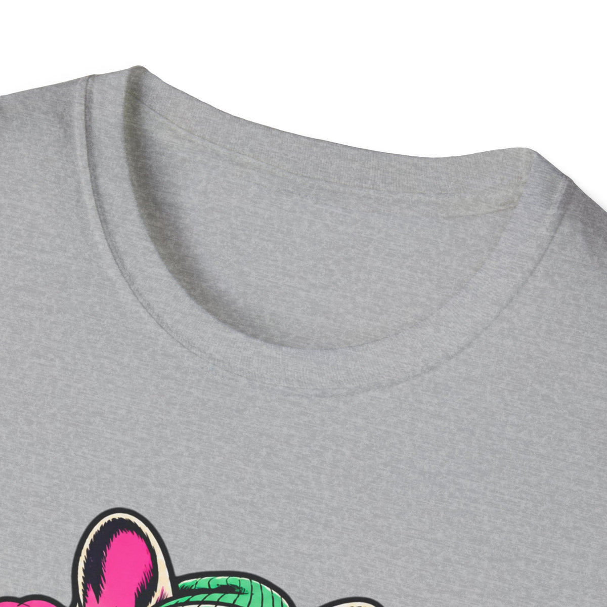 Pug Skateboard Graphic Tee – Retro Neon Streetwear Dog Shirt