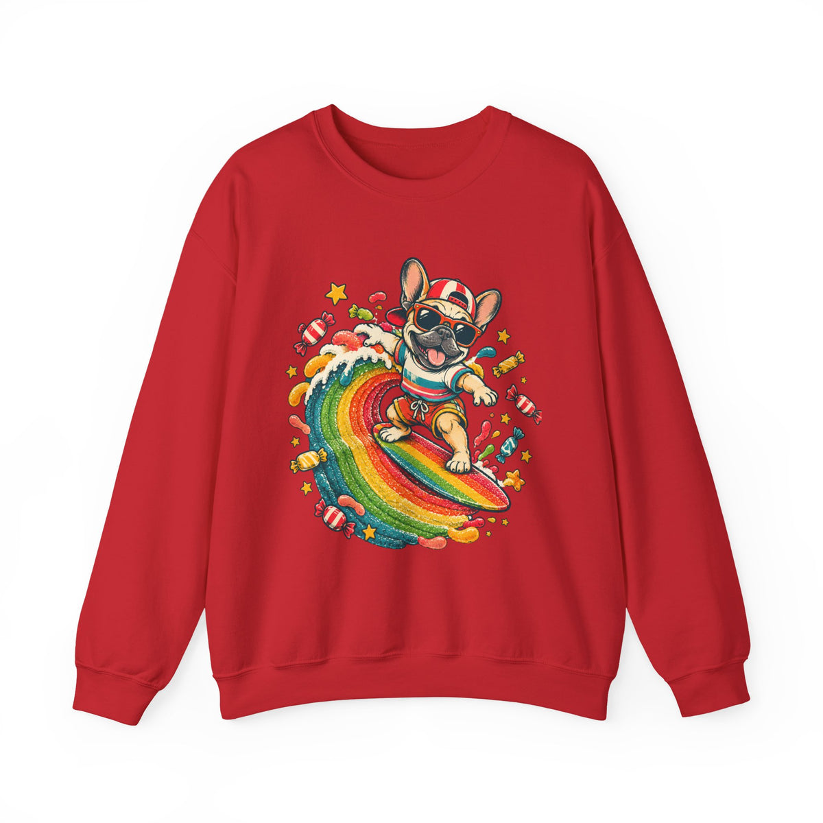 French Bulldog Surfing Rainbow Sweatshirt