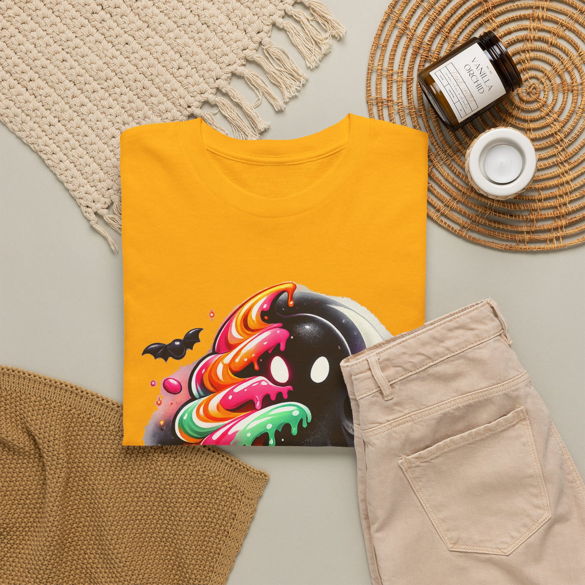 Sugar & Shadows Tee — Colorful Candy Ghost Halloween T-Shirt
