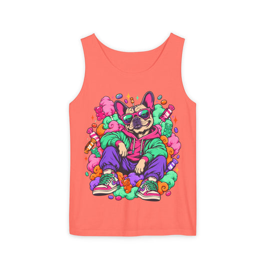 Retro Street Dog Tank Top — Colorful Cool Frenchie Graphic