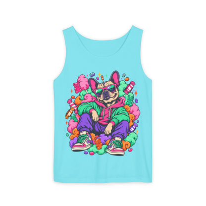 Retro Street Dog Tank Top — Colorful Cool Frenchie Graphic