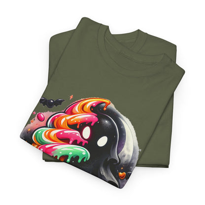 Sugar & Shadows Tee — Colorful Candy Ghost Halloween T-Shirt