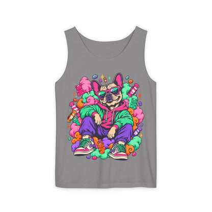 Retro Street Dog Tank Top — Colorful Cool Frenchie Graphic