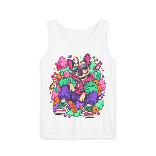Retro Street Dog Tank Top — Colorful Cool Frenchie Graphic
