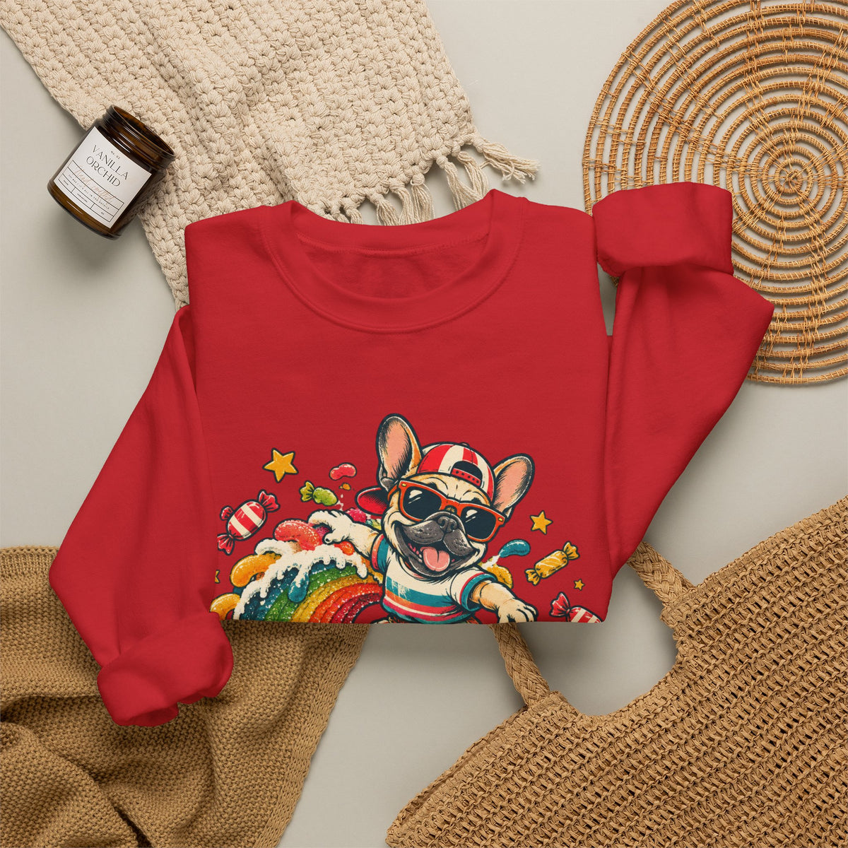 French Bulldog Surfing Rainbow Sweatshirt